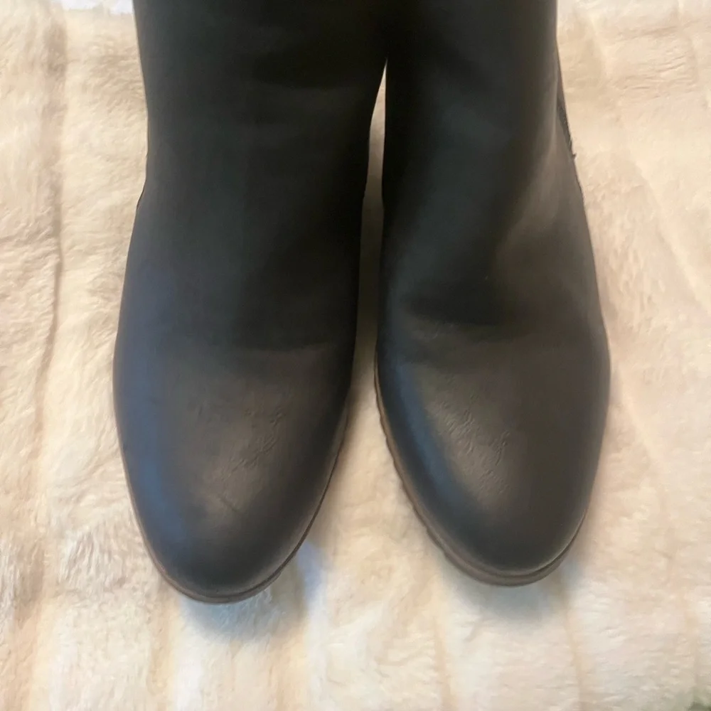 Soul Naturalizer Hudson 10M Black Leather Side Zip Fall Winter Wedge Booties